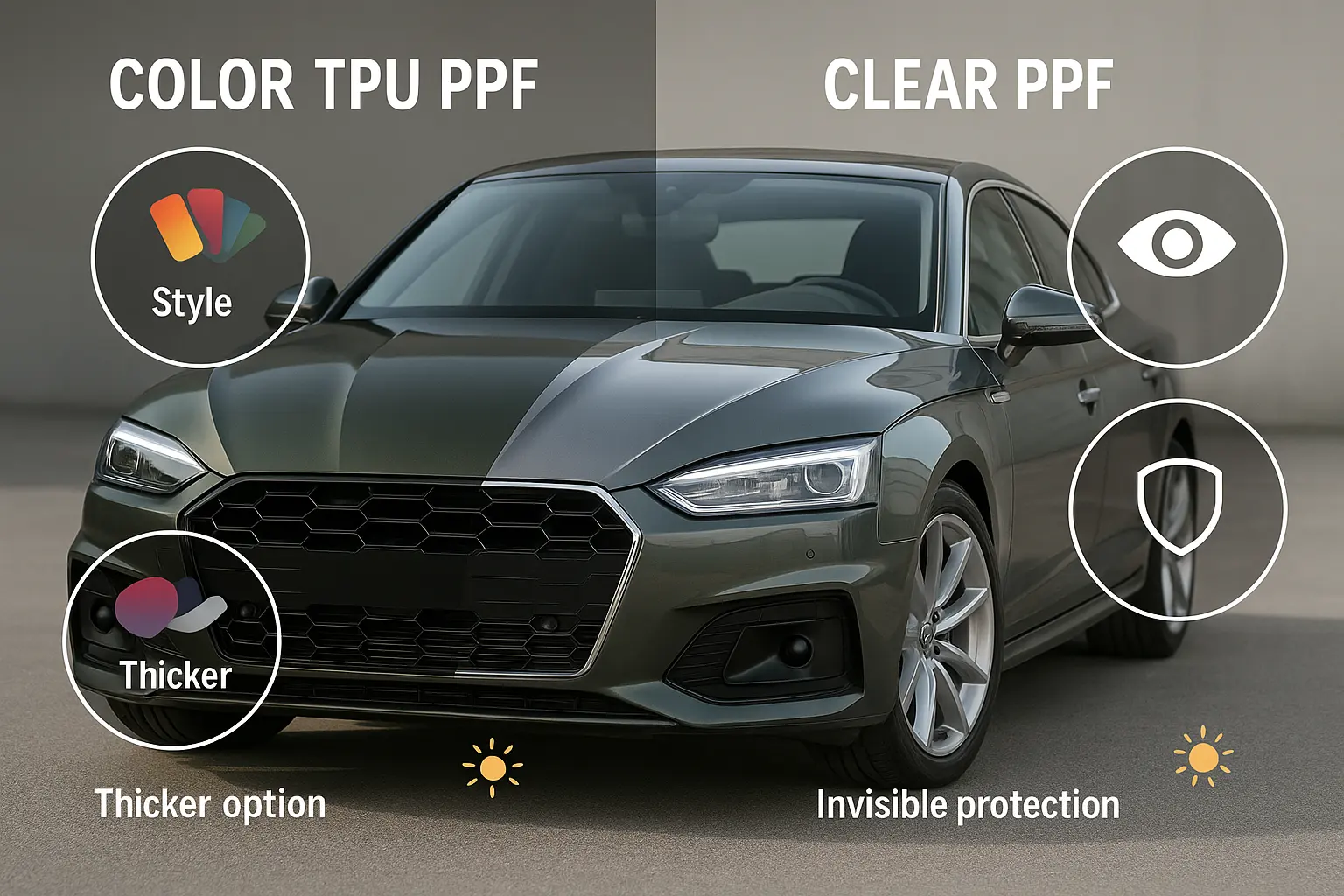 Farbige TPU PPF vs. Clear PPF