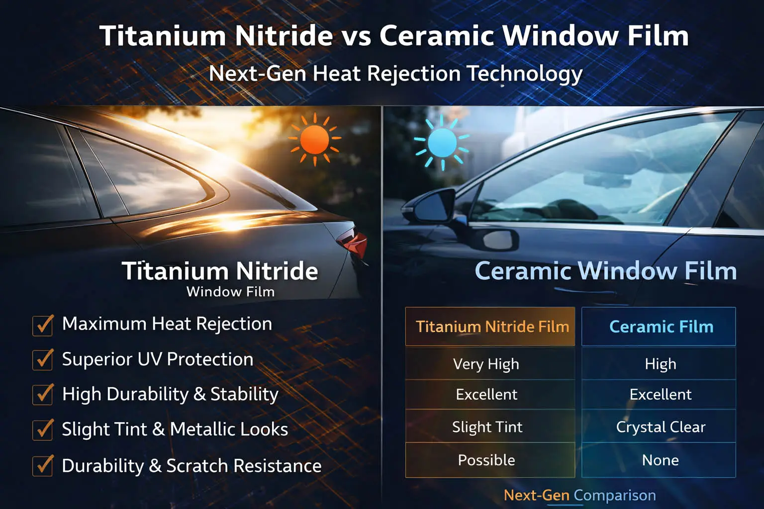 Titannitrid vs. keramische Fensterfolie – Next-Gen-