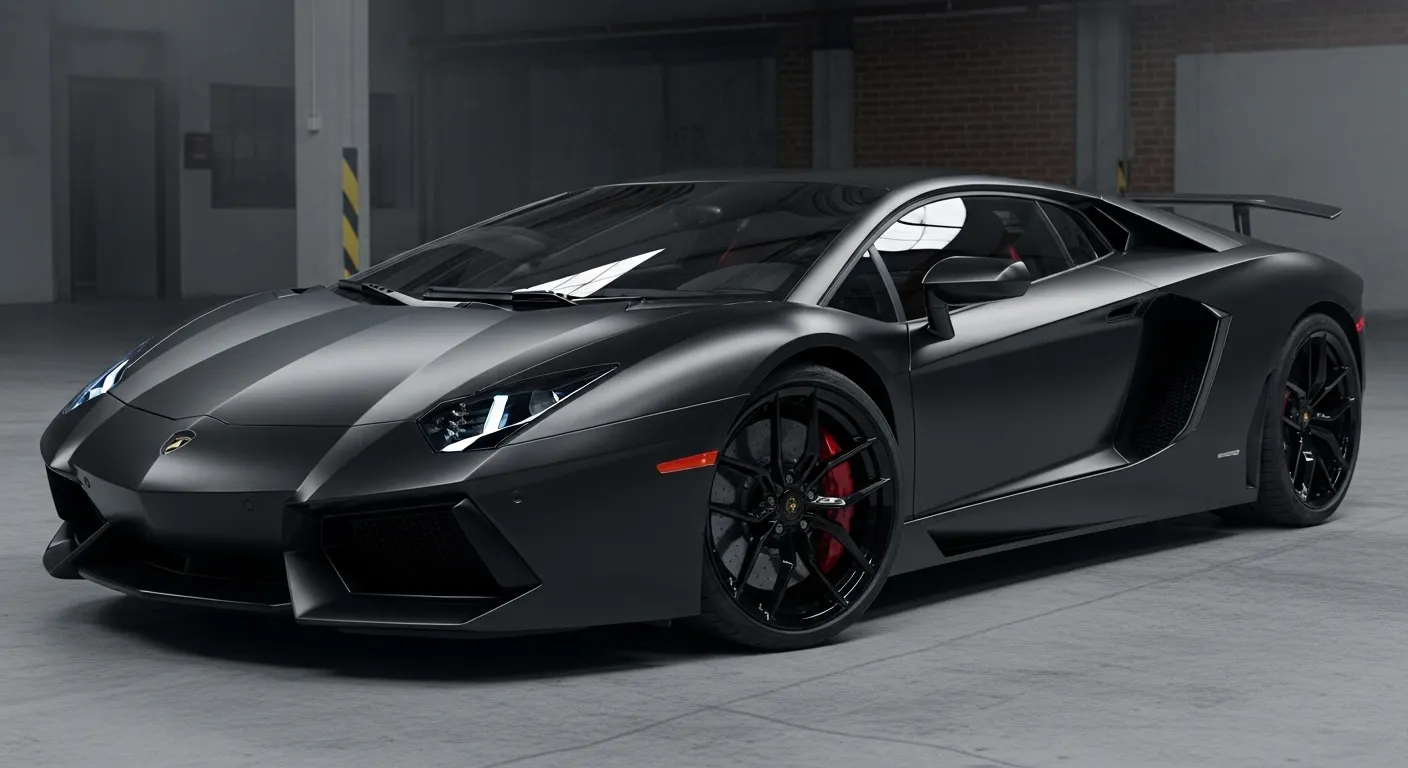 Mattschwarze Vinylfolie für Sportwagen